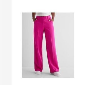 Express Editor Stretch Twill Mid Rise Trouser NWT Neon Berry
